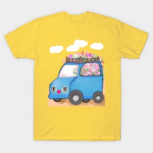 Joyful Blue Flower Van Delivery T-Shirt